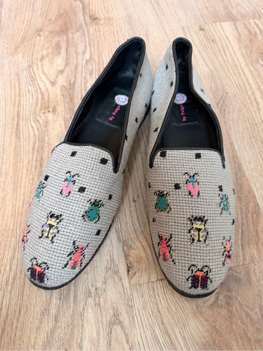 By Paige Needlepoint Beetle Motif Loafers
